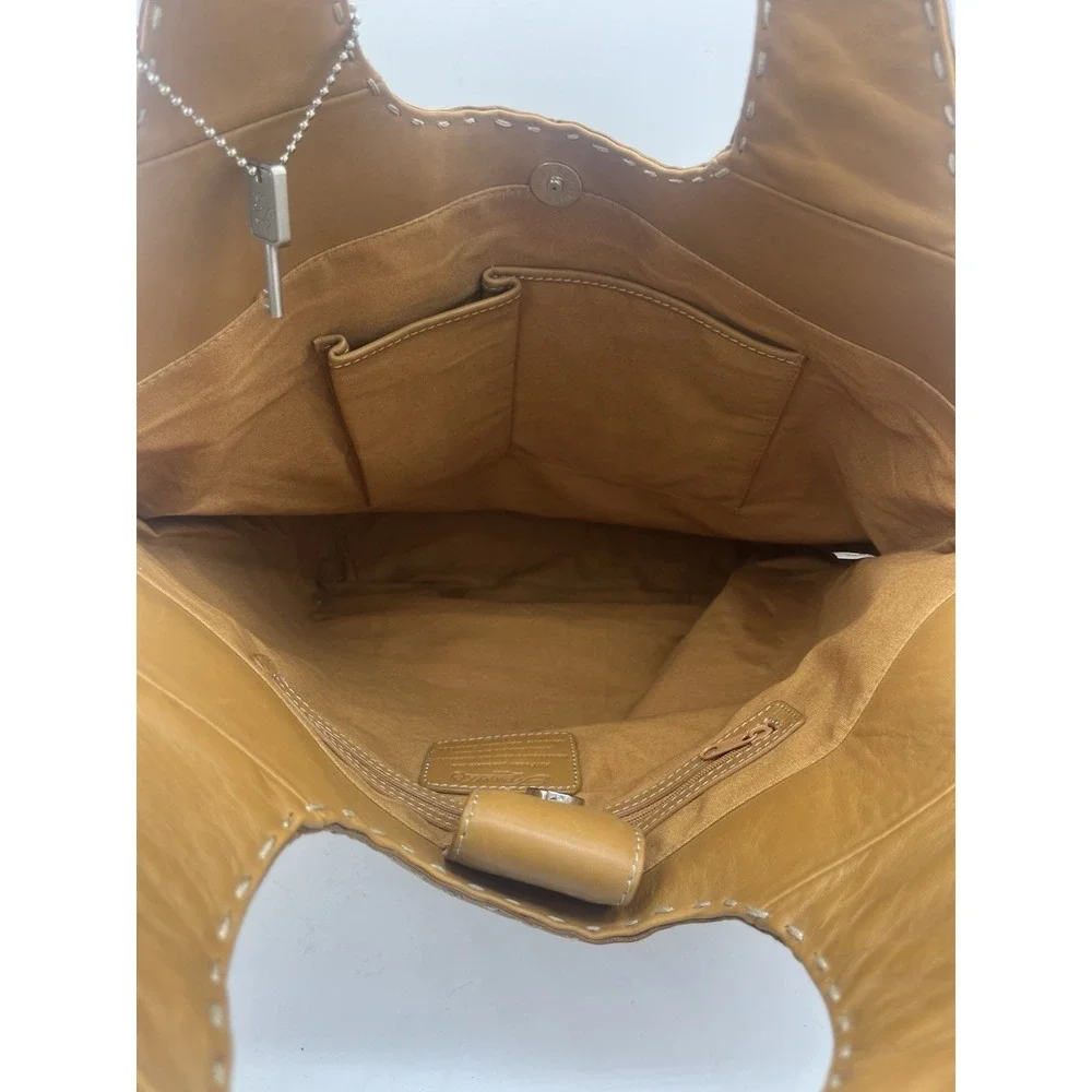 Fossil Classic‎ 75082 Tan Leather Hobo Tote Shoulder Bag With Key